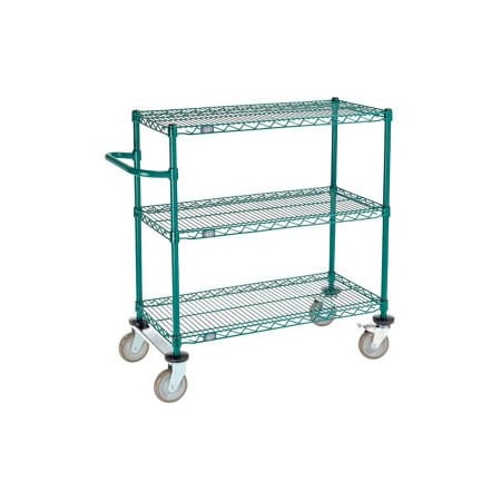Gec Nexel 3 Shelf Cart, Poly-Green, 36"L x 18"W x 40"H, Polyurethane Rigid Casters SC1836RG3